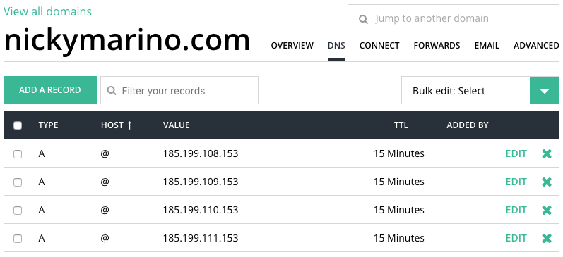 Hover DNS settings