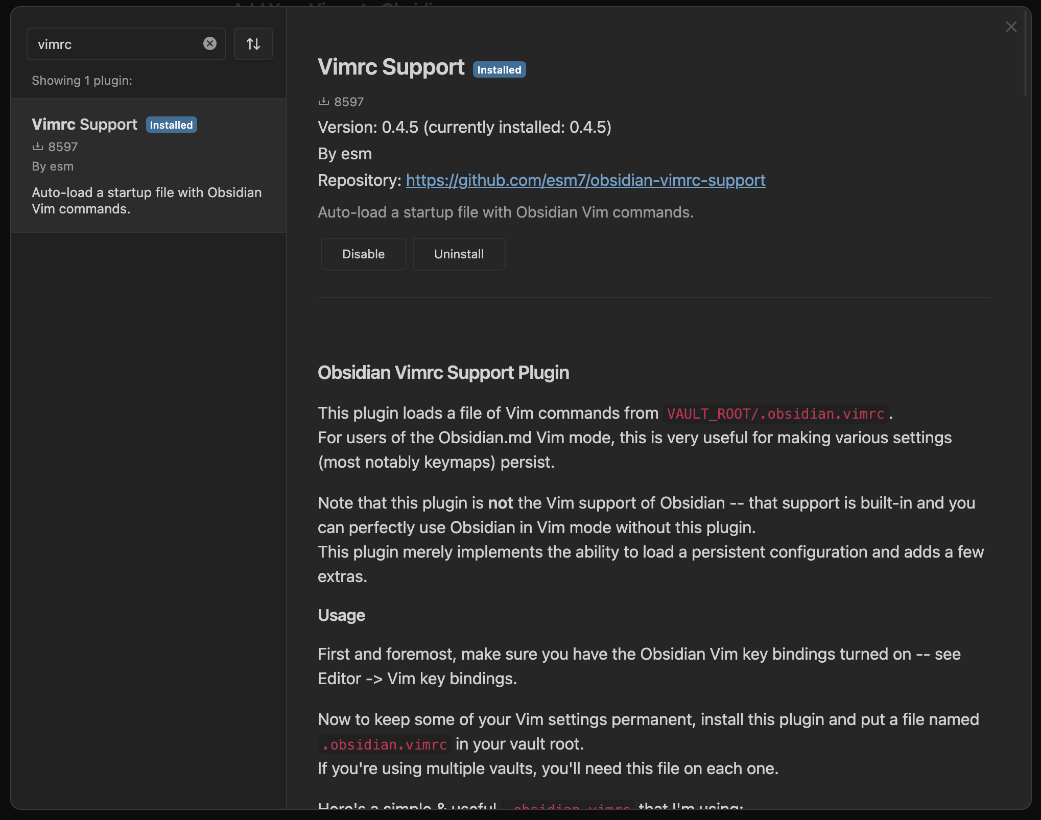 Enabling vimrc support plugin